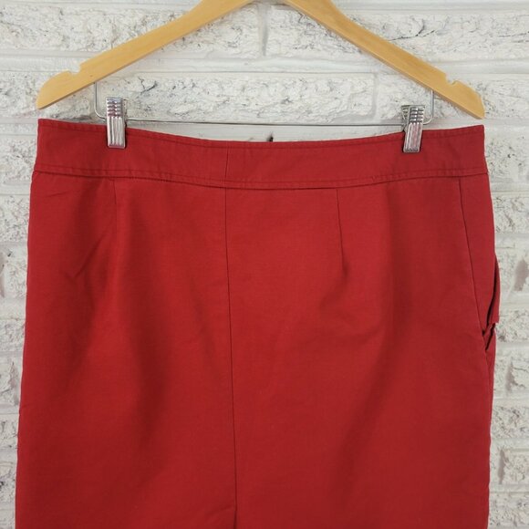 Worthington Womens Skirt 18 Plus Pencil Straight Rust Red Slash Pockets RED25E - Picture 6 of 11